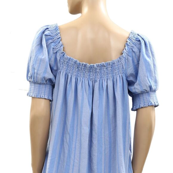 Free People Free-Est Mila Mini Dress Shift Strip Printed A-line Smocked S 285426 - Picture 8 of 8